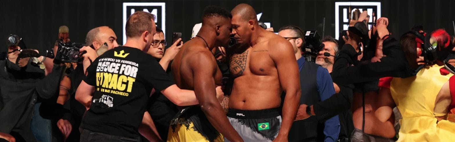 Ngannou clashes with Ferreira at heated weigh-in 1 KING10 2