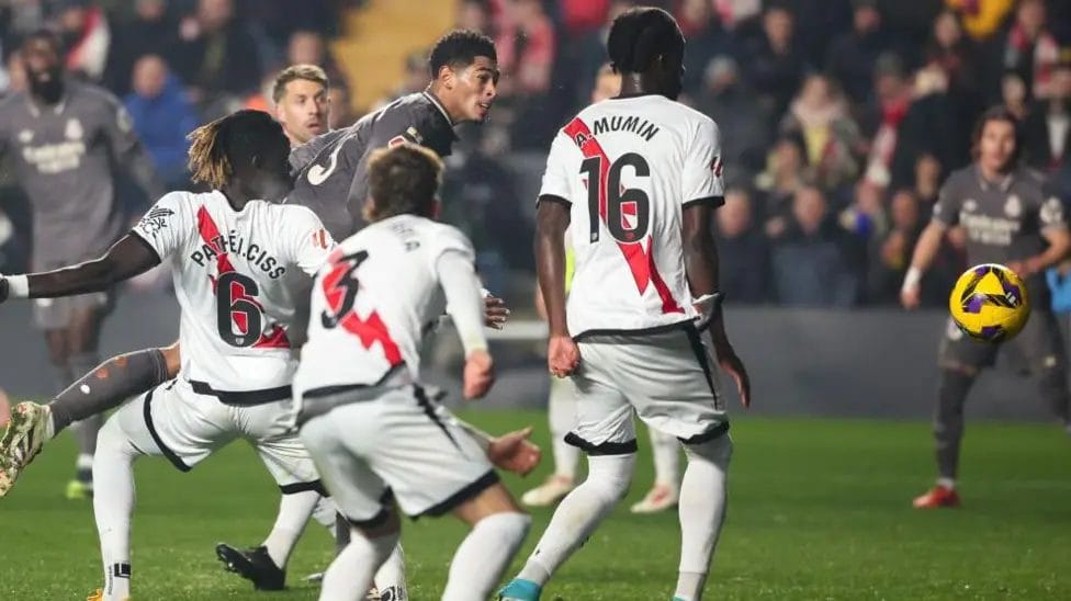 Real Madrid held to draw by Raya Vallecano in thriller 3-3 1 Jude Bellingham has scored in seven of Real Madrid's last eight games in all competitions