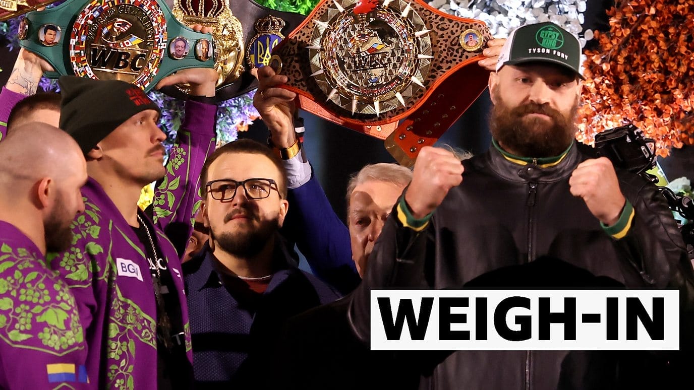 Tyson Fury Weighs In Four Stone Heavier Than Oleksandr Usyk Ahead of Heavyweight Showdown 1 Watch: Fury cuts face-off short after seven seconds