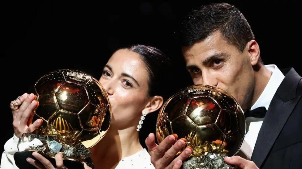 Late drama & brilliance - best football moments of 2024 16 Rodri became the first Spanish man to win the Ballon d'Or since 1960, while Spanish players have won the women's award in each of the past four years