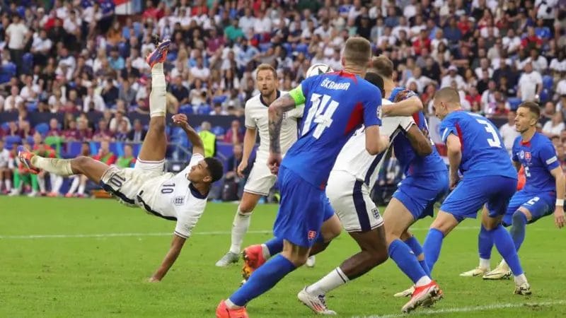 Late drama & brilliance - best football moments of 2024 9 Jude Bellingham's goal for England against Slovakia came one day after his 21st birthday