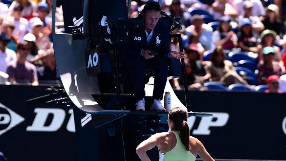 Emma Navarro was told by chair umpire Eva Asderaki-Moore that she could not challenge the double bounce

