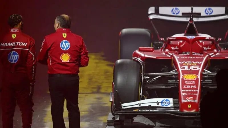 F1 75 launch event in pictures 2 Lewis Hamilton, pictured next to Ferrari team boss Frederic Vasseur, received the loudest cheers of the night when he appeared on stage