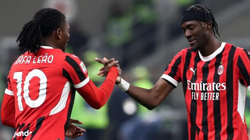 Milan derby cup semi-final level after first leg 1-1 1 Tammy Abraham (right) scored the winner when AC Milan beat Inter in the Italian Super Cup final in January
