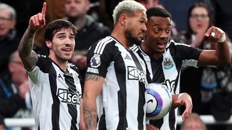 Sandro Tonali (left) scored his second goal in the Premier League this season