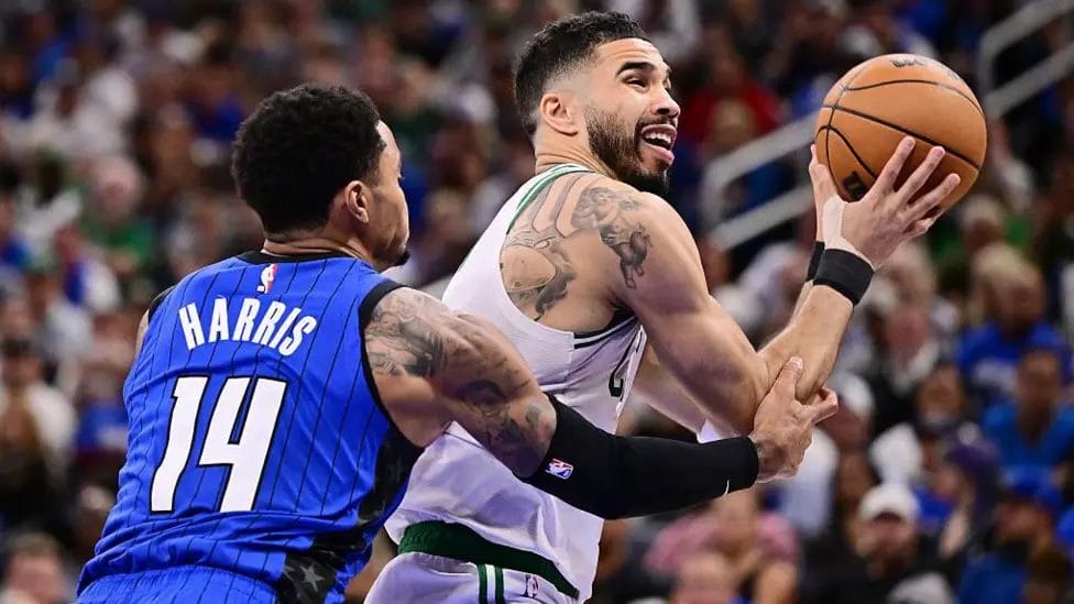 Celtics Survive Late Scare Against Magic to Build 3-1 Series Lead 1 The Boston Celtics' Jayson Tatum (right) is a six-time NBA All-Star