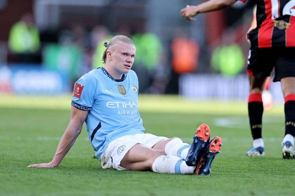 Pep Guardiola Makes Shocking Champions League Qualification Claim: Manchester City's Struggles and the Top-Five Battle 2 Erling Haaland is a significant absentee for Manchester City / Catherine Ivill - AMA/GettyImages