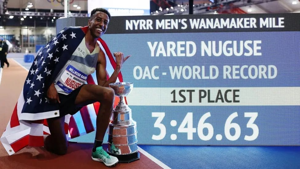 'The Goose' chases golds before return to dental school 3 Yared Nuguse broke the indoor mile world record in February - but Jakob Ingebrigtsen bettered it five days later