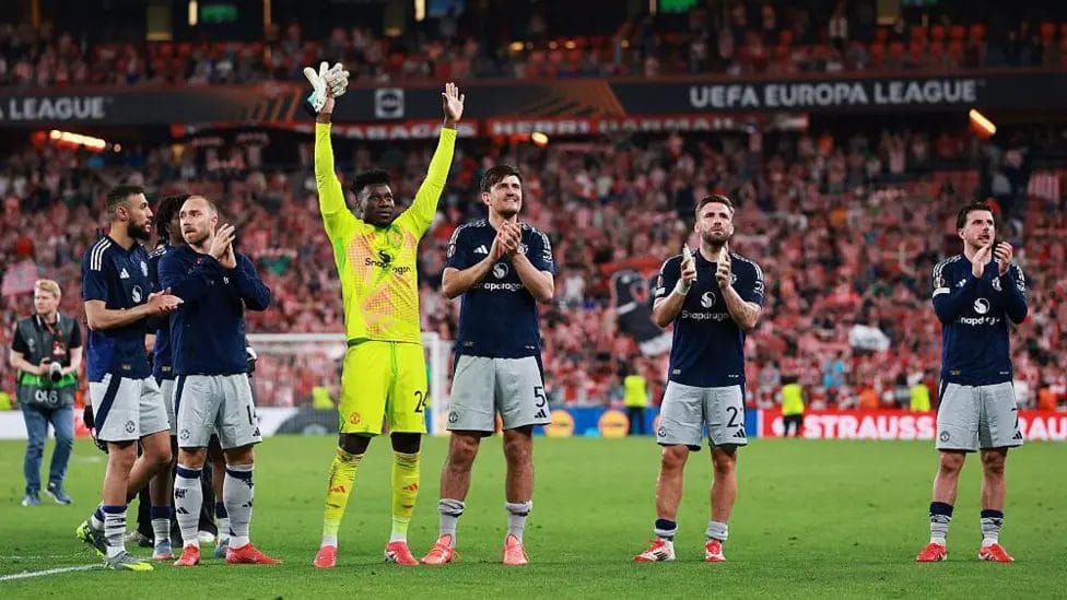 'Nobody expected this' - was win in Bilbao best of Amorim's Man Utd reign? 1 Harry Maguire, centre, followed up his late winner against Lyon with the cross for Manchester United's first at Athletic Bilbao