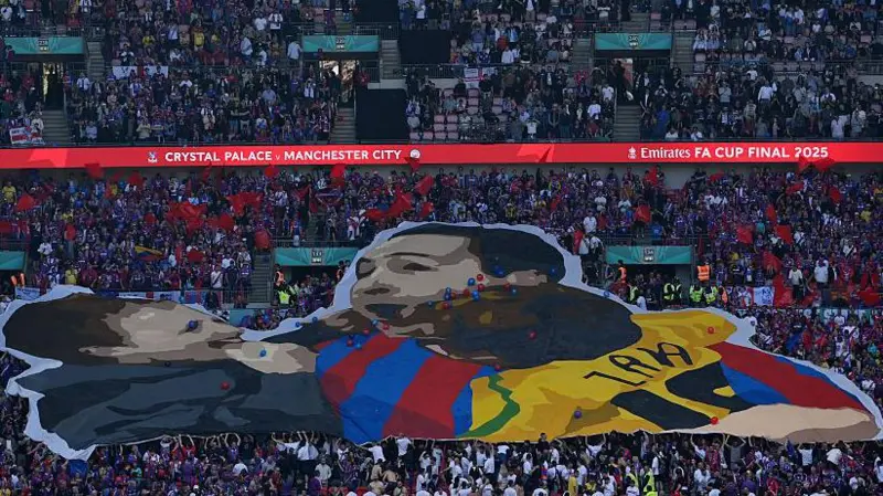 The tifo depicted a family celebrating Palace's League Cup quarter-final win over Man Utd in 2011