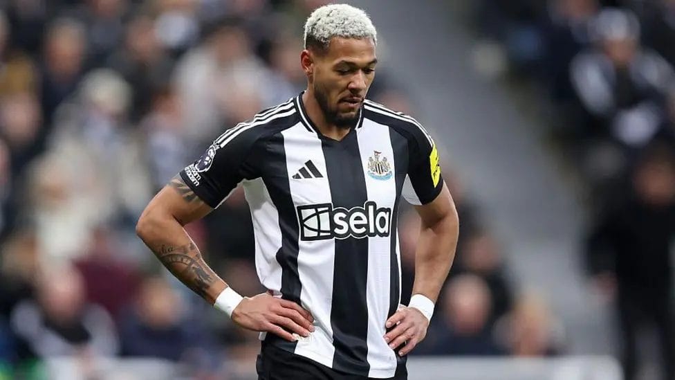 Joelinton missed Newcastle's 3-0 win over Ipswich on 26 April