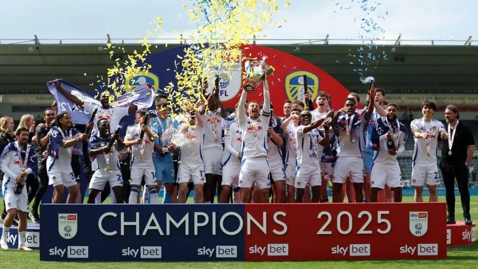Leeds needed a stoppage-time goal on the final day of the season to pip Burnley to the title on goal difference

