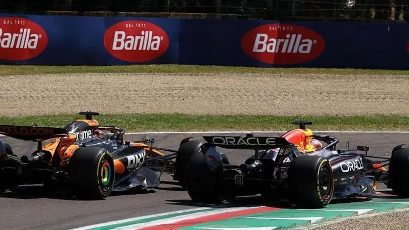 How 'delicious' Verstappen move caught McLaren by surprise 2 Verstappen comes out of Tamburello ahead of Piastri