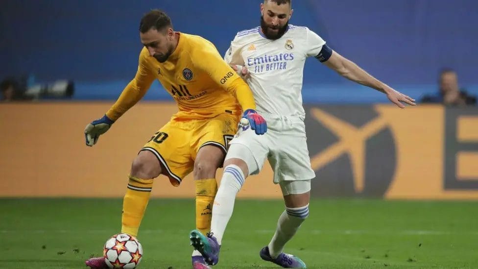 PSG were in complete control of their last-16 tie against Real Madrid in 2022 until Benzema caught Donnarumma in possession and scored. He went on to score a 17-minute hat-trick to send Real into the quarter-finals

