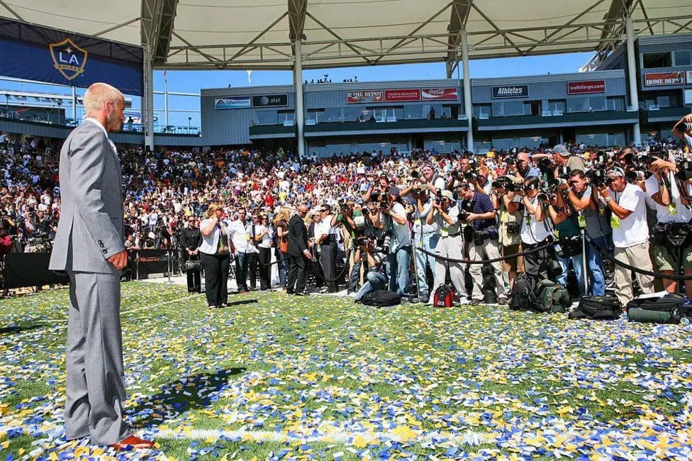 Beckham left Real Madrid for LA Galaxy in 2007, a move which transformed the profile of Major League Soccer (MLS)

