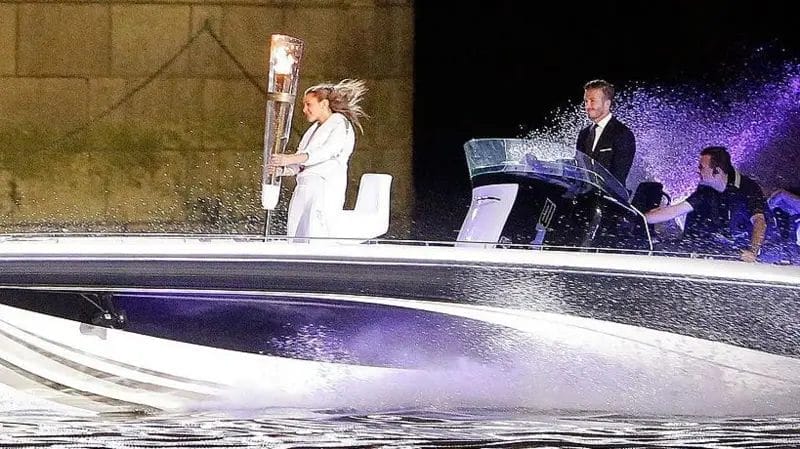 Having been part of the successful bid to bring the 2012 Olympics to London, Beckham played his part in the memorable opening ceremony, driving the speedboat that carried the Olympic flame down the River Thames to the stadium

