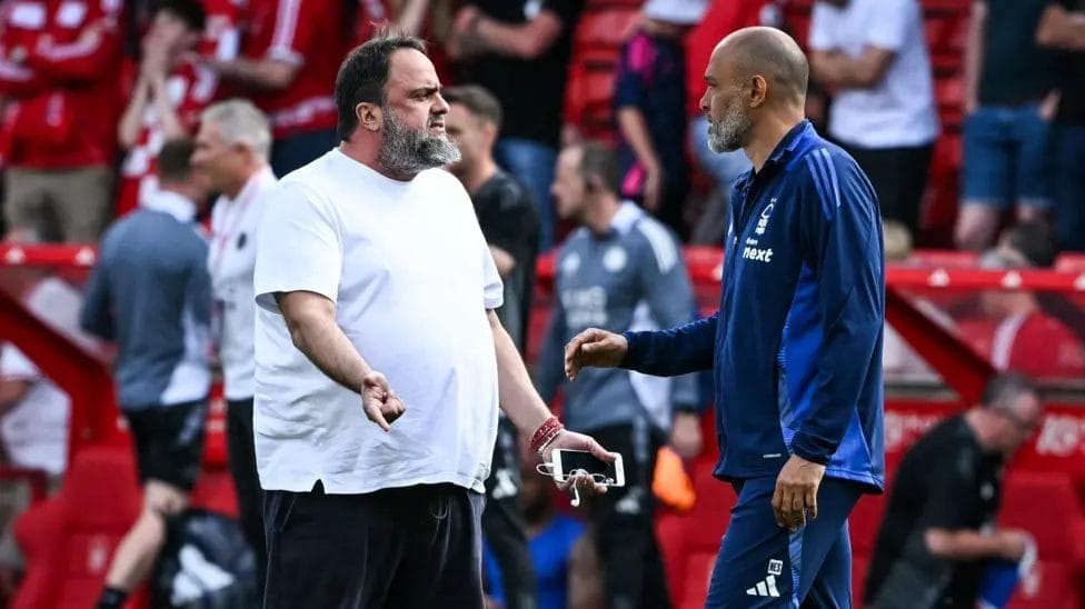 Evangelos Marinakis confronted Nuno Espirito Santo following the 2-2 draw with Leicester on Sunday

