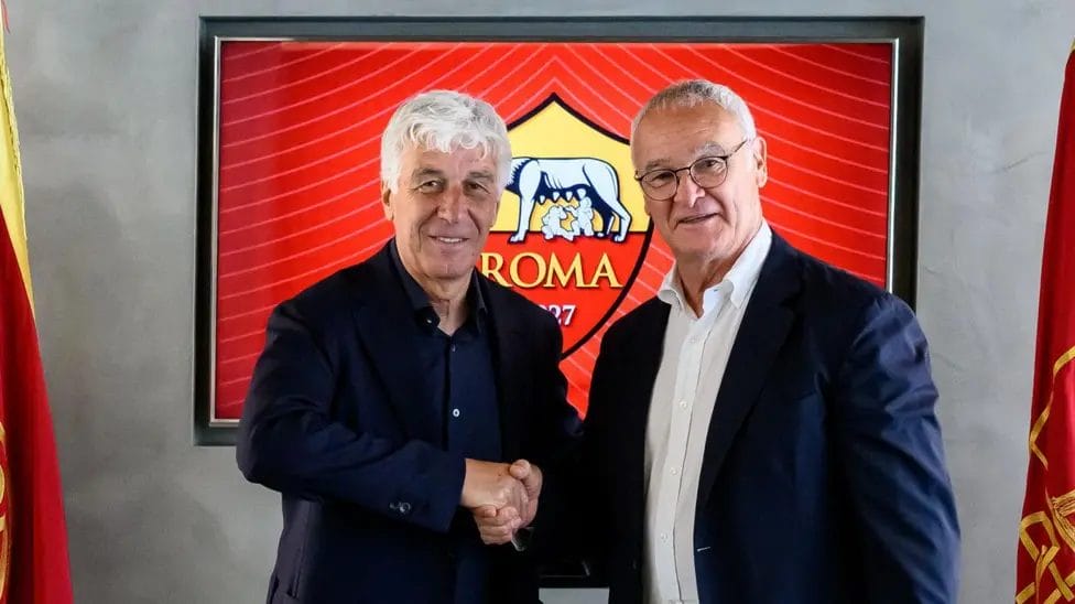 Gasperini (left) led Atalanta to Europa League glory in 2024