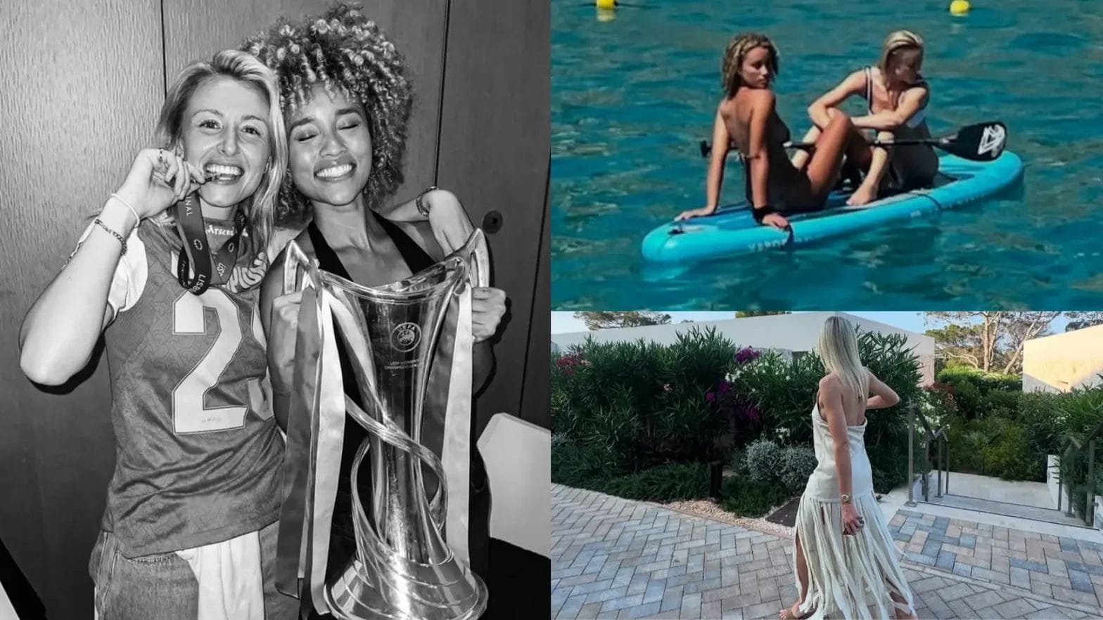 Arsenal and England star Leah Williamson enjoyed sunshine, laughs and paddle boarding during a romantic holiday with girlfriend Elle Smith.